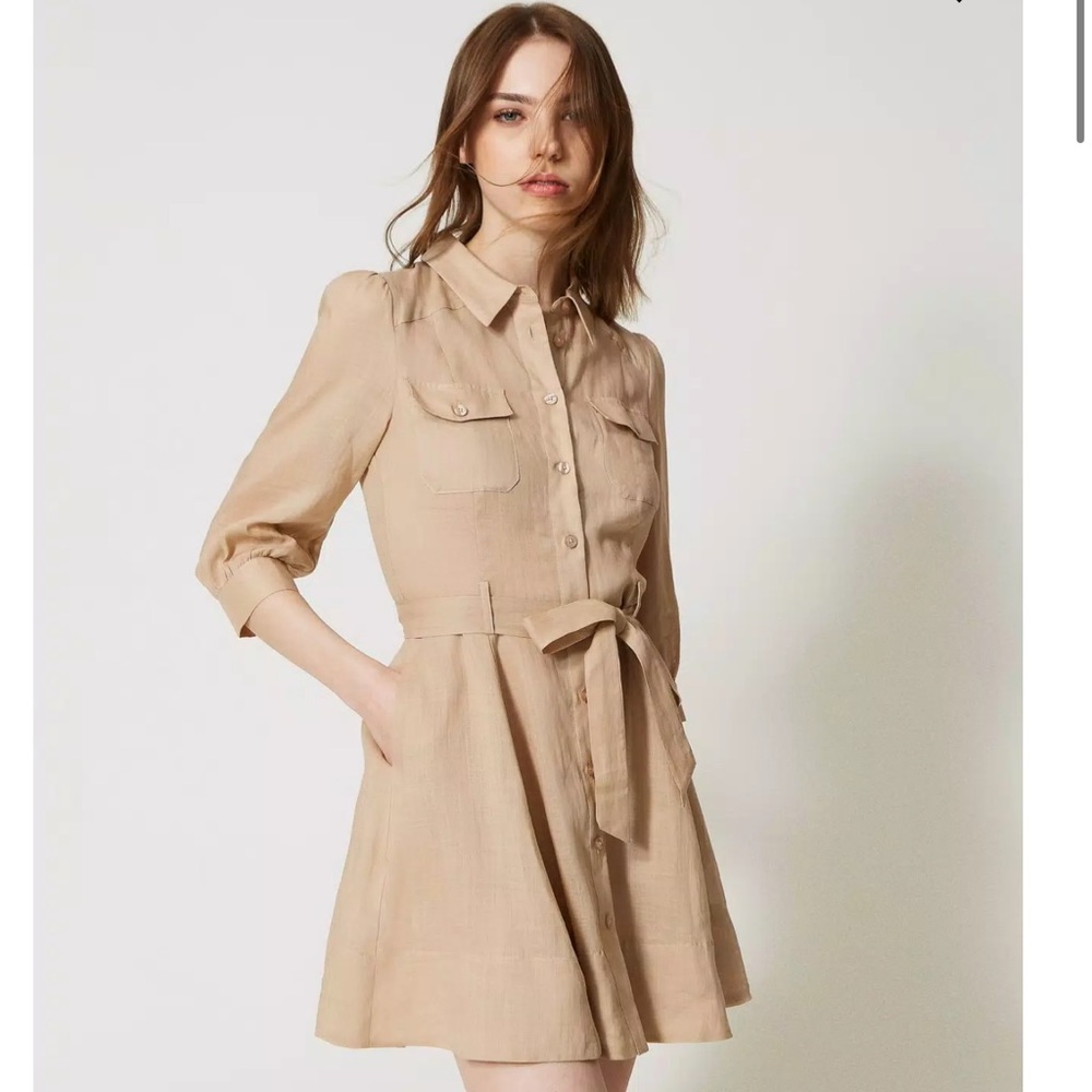 Twinset - Short ramie shirt dress